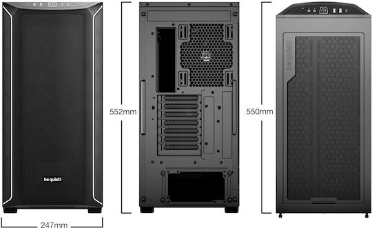 Be Quiet Shadow Base 800 DX Gaming Midi Tower Κουτί Υπολογιστή με Πλαϊνό Παράθυρο και RGB Φωτισμό Μαύρο