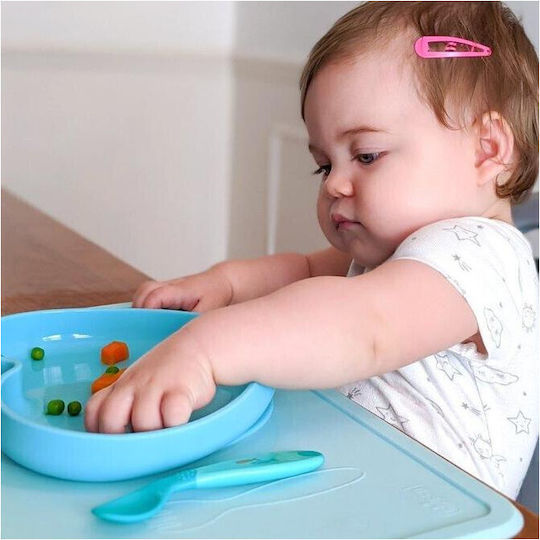 Chicco Baby Food Plate Easy made of Silicone Blue