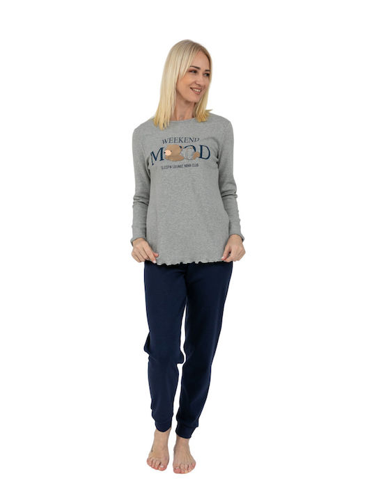 Nina Club Summer Women's Pyjama Set Cotton Gray