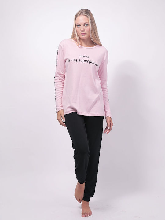 Cherry Underwear Καλοκαιρινό Γυναικείο Σετ Πιτζάμας Βαμβακερό Ροζ
