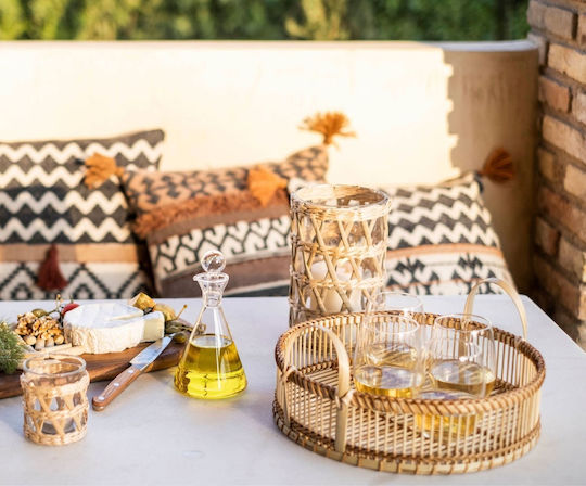 Andrea House Διακοσμητικός Δίσκος Ξύλινος Στρογγυλός 35x35x15cm