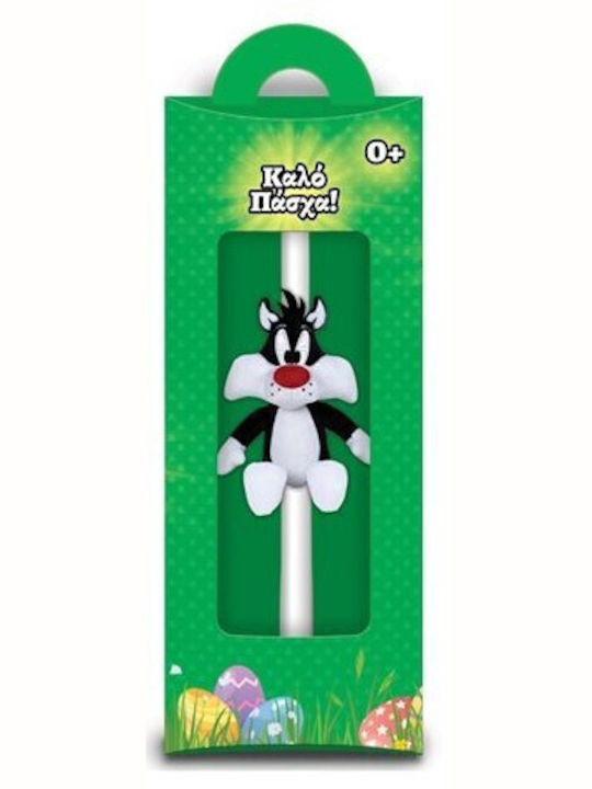 Easter Candle Round with Box Looney Tunes Plush White