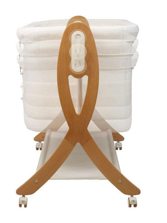 BabyGo Baby Cradle with Mattress Side Opening and Wheels White