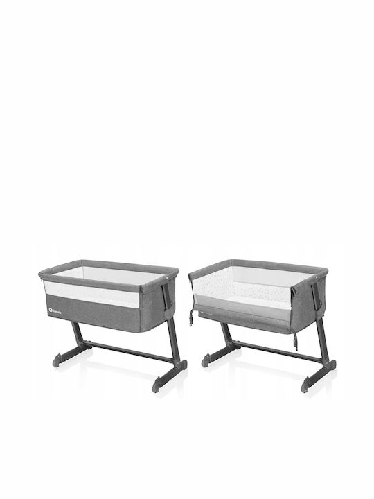 Lionelo Cradle Theo with Mattress, Side Opening, and Wheels Gray