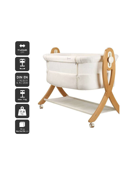 BabyGo Baby Cradle with Mattress Side Opening and Wheels White