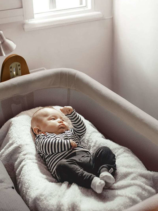 BabyGo Baby Cradle with Mattress Side Opening and Wheels White