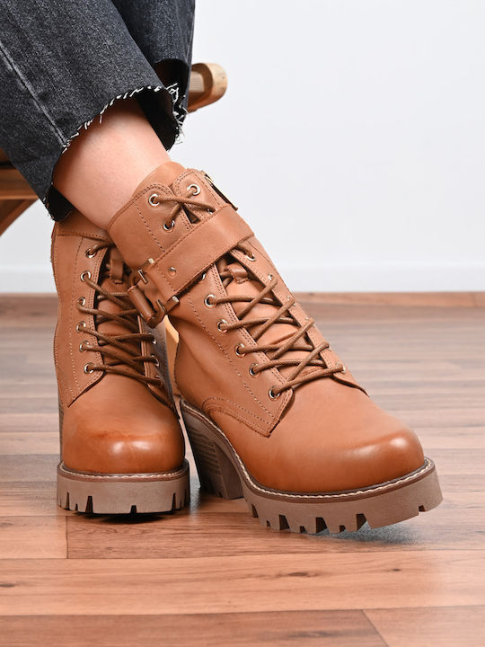Leder Stiefeletten Damen Braun