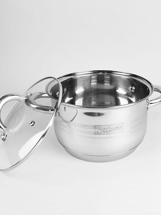 Maestro Pots Set of Stainless Steel with No Coating Ασημί