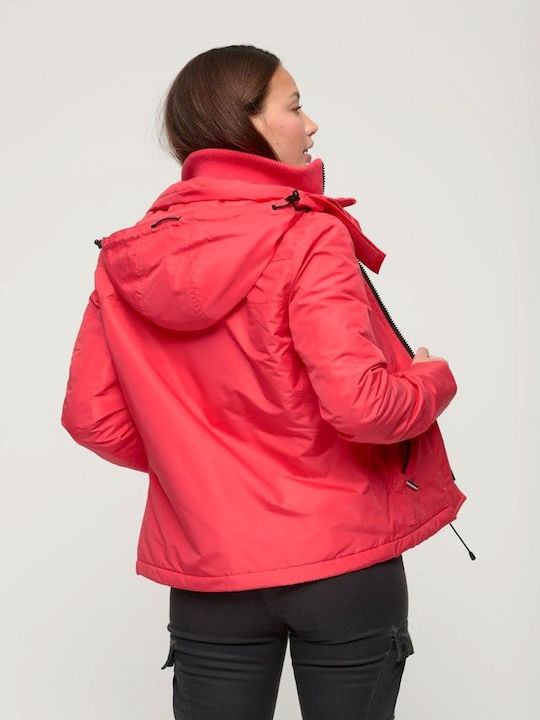 Superdry Mountain Windcheater Women's Short Puffer Jacket Windproof for Spring or Autumn RED