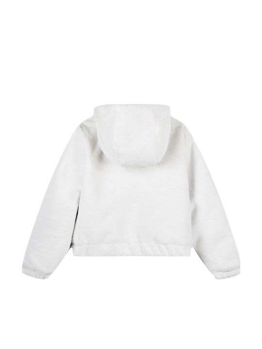 Kids' Fur Short with Hood Ecru