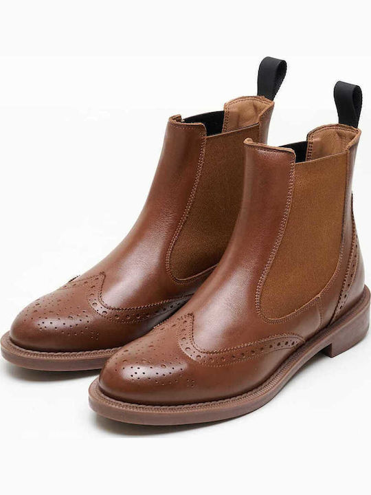 Leather Women's Ankle Boots Tabac Brown