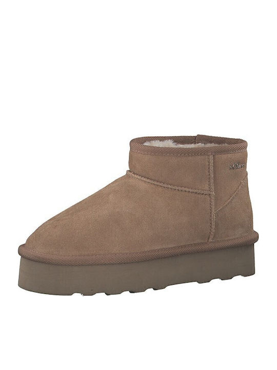Suede Γυναικεία Μποτάκια Cognac