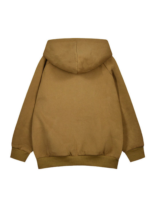 Kids Sweatshirt Cardigan with Hood Tabac Brown