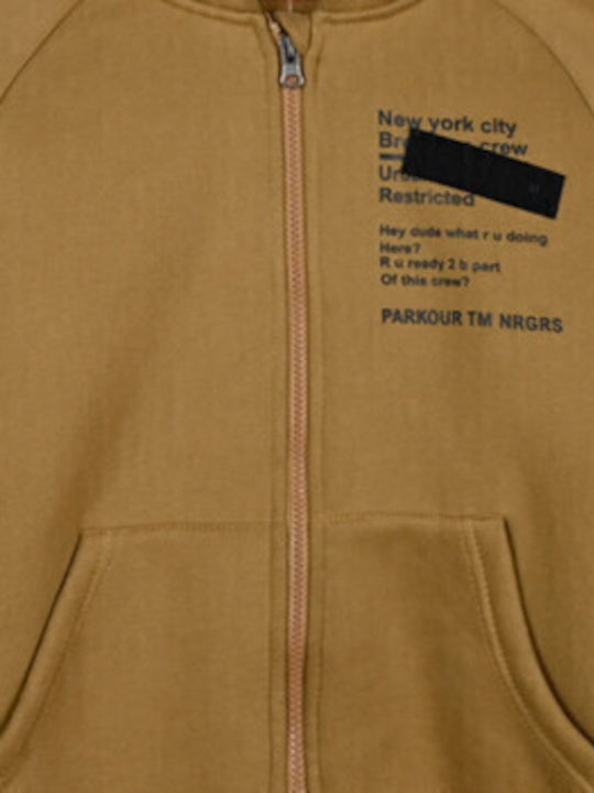 Kids Sweatshirt Cardigan with Hood Tabac Brown
