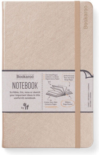 IF Bookaroo Σημειωματάριο A5 192 Φύλλων Ριγέ με Λάστιχο Χρυσό