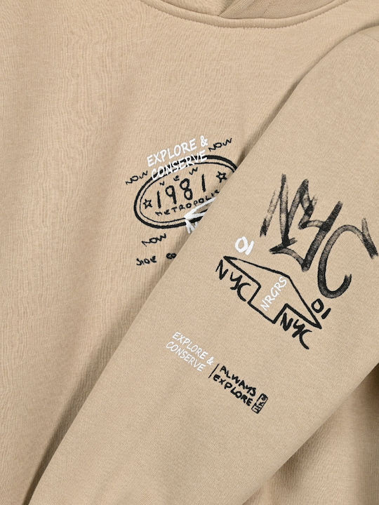 Kids Sweatshirt with Hood Beige