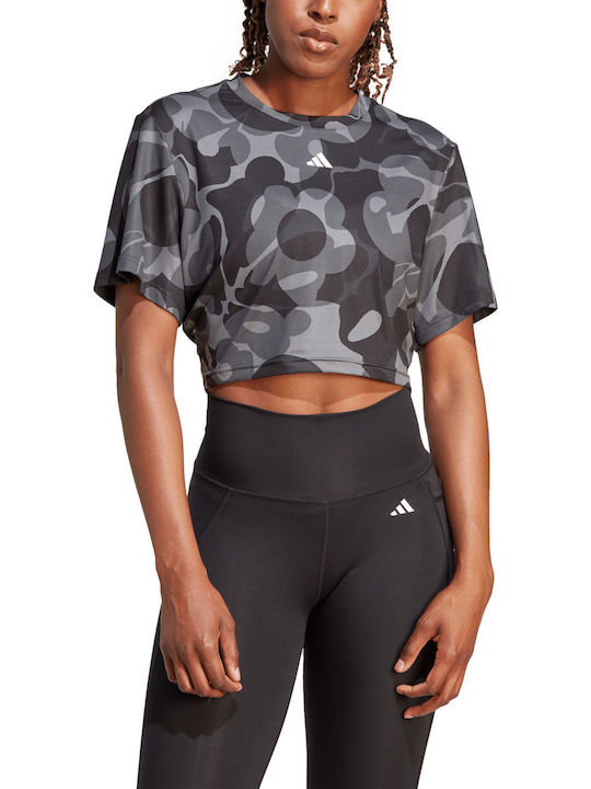 Essentials Aop Damen Sport Crop Top Kurzärmelig Mehrfarbig