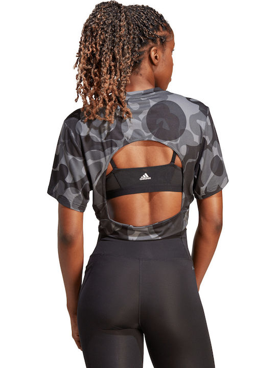 Essentials Aop Damen Sport Crop Top Kurzärmelig Mehrfarbig