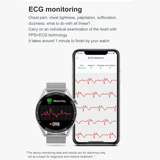 NO.1 DT3 Mini Smartwatch με Παλμογράφο (Μαύρη Κάσα / Μαύρο Λουρί Σιλικόνης)