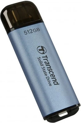 Transcend ESD300C 512GB USB 3.2 SSD Stick cu conexiune USB-C Albastru