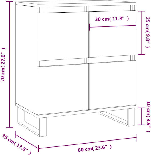 Μπουφές Ξύλινος Καπνιστή Δρυς 60x35x70cm