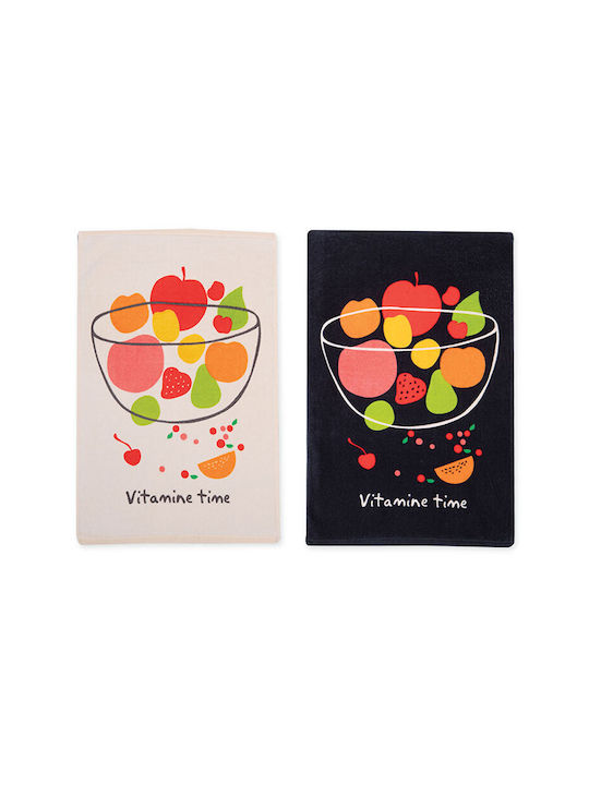 Nef-Nef Homeware Vitamine Time Tea Towel made of 100% Cotton in Black Color 40x60cm 033979 1pcs