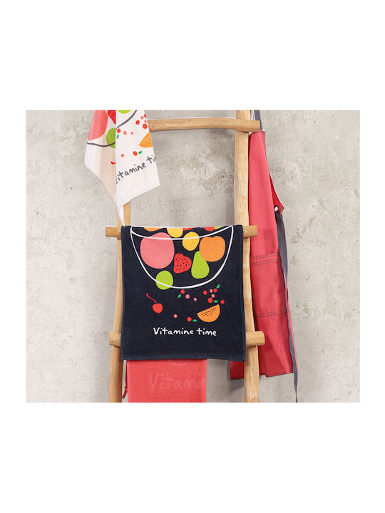 Nef-Nef Homeware Vitamine Time Tea Towel from 100% Cotton in Black Color 40x60cm