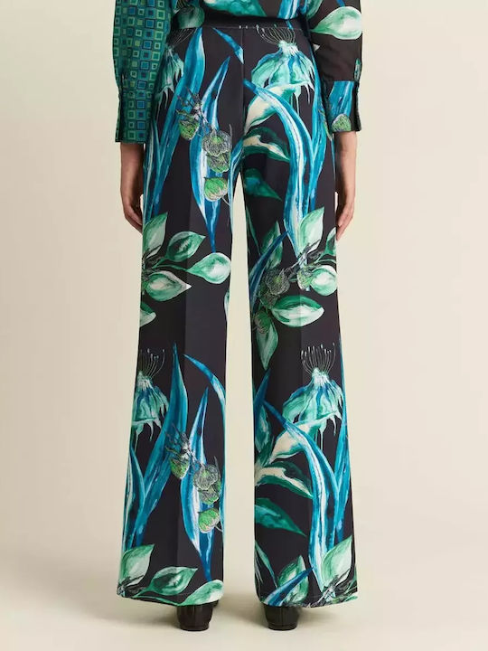 Women's High-waisted Fabric Trousers Flared Floral