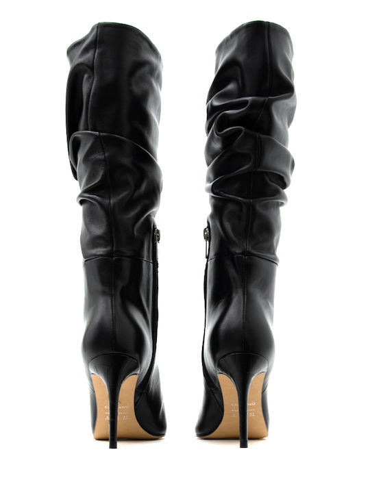 Δερμάτινα Γυναικεία Μποτάκια Μαύρα