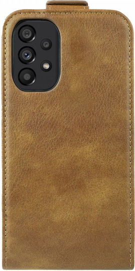 Rosso Vertikaler Flip Synthetisches Leder mit Band Braun (Galaxy A53)