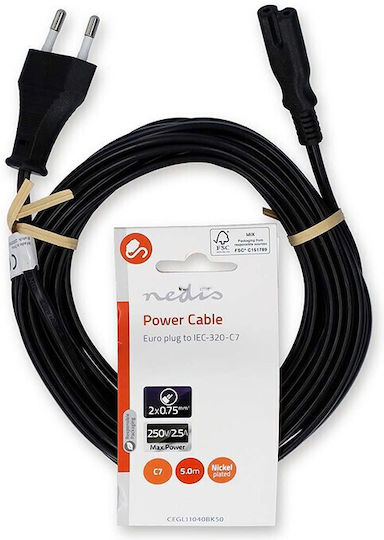 Nedis Euro - IEC C7 Cable 5m Μαύρο CEGL11040BK50