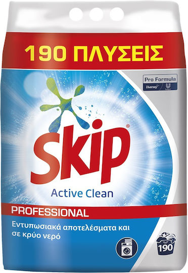 Skip Active Clean Επαγγελματικό Απορρυπαντικό Ρούχων σε Σκόνη 12.35kg (190 Μεζούρες)