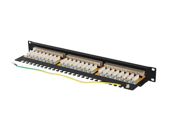 Lanberg Patch Panel Shielded για Rack 1U 19" 24 Θυρών cat6a Μαύρο