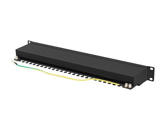 Lanberg Patch Panel Shielded για Rack 1U 19" 24 Θυρών cat6a Μαύρο