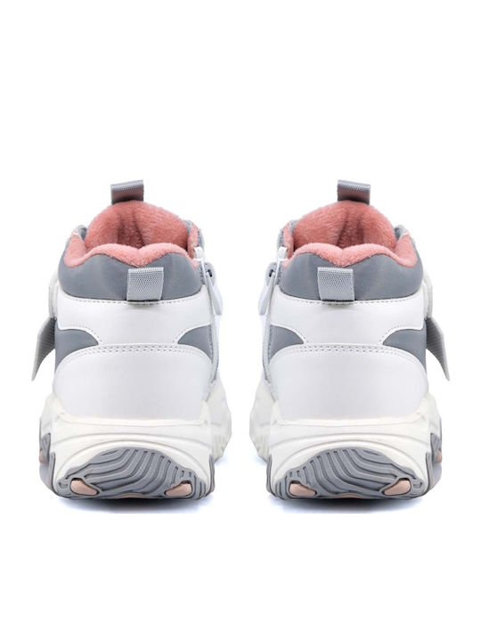 Παιδικά Sneakers High με Σκρατς Λευκά