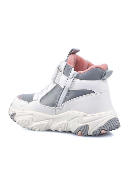 Παιδικά Sneakers High με Σκρατς Λευκά