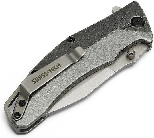 Swiss Tech Aluminum Serrated Folding Σουγιάς Γκρι