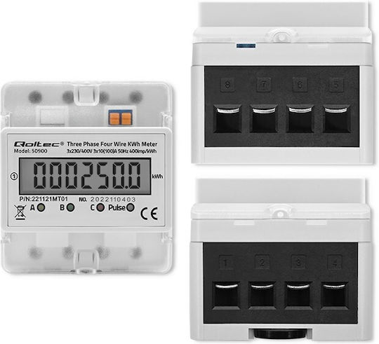 Qoltec Digital Energy Analyzer for Electrical Panel Rail Three-phase 50900