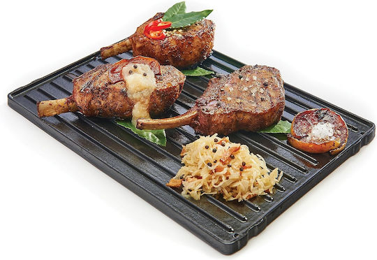 GrillPro Πλάκα Ψησίματος Διπλής Όψης με Μαντεμένια Λεία Επιφάνεια