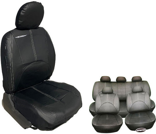 Bossi Car Cover Set 11pcs Leatherette Black