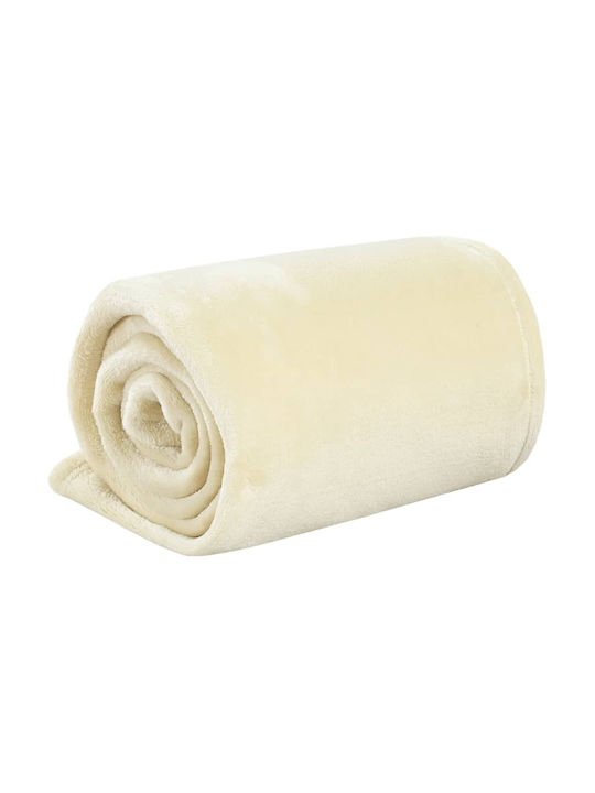 vidaXL Blanket Velvet Single 150x200cm. Cream