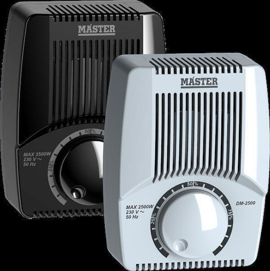 Master Επιτοίχιος Διακόπτης Dimmer με Πλαίσιο Universal Περιστροφικός 2500W σε Μαύρο Χρώμα