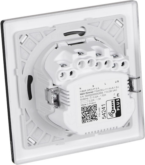 Fibaro Χωνευτός Διακόπτης Dimmer με Πλαίσιο LED Περιστροφικός 350W σε Μαύρο Χρώμα