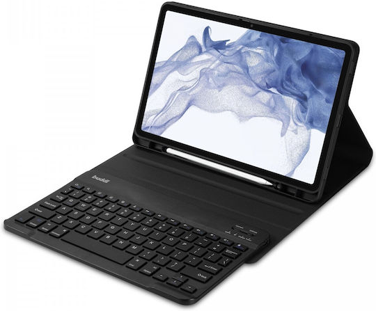 Buddi Zuna Flip Cover με Πληκτρολόγιο στα Αγγλικά US Μαύρη (Galaxy Tab S8)