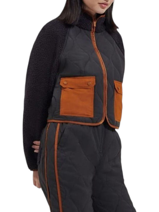 Dayana Quilted  Fluff Jacket Women's Short Puffer Jacket for Spring or Autumn Gray