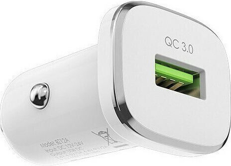 Borofone BZ12A Autoladegerät 18W mit Einer Buchse 1xUSB mit Kabel Typ-C Weißes Farbe