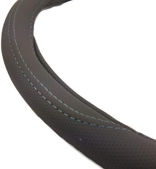 Car Steering Wheel Cover with Diameter 39cm Leather Gray with Gray Stitching