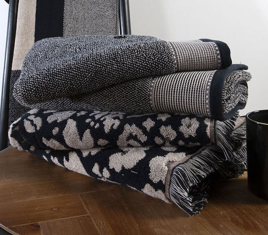Nef-Nef Homeware Facecloth Plainis 50x90cm Beige-Black Weight 550gr/m²