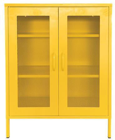 Zweiflügeliger Schrank Metallisch mit 2 Regale Yellow 80x40x102cm