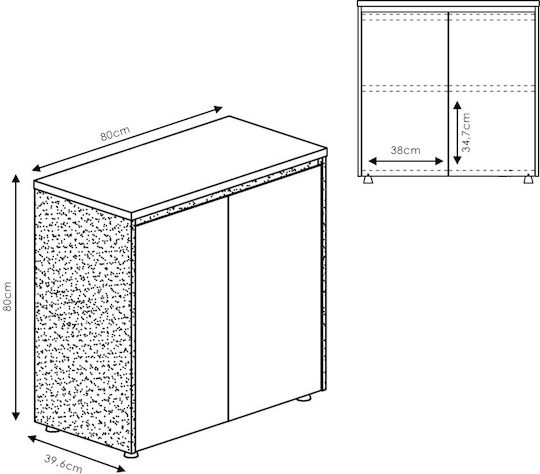 Oscar Office Storage Chipboard Cabinet Walnut-carbonate L80xW40xH80cm